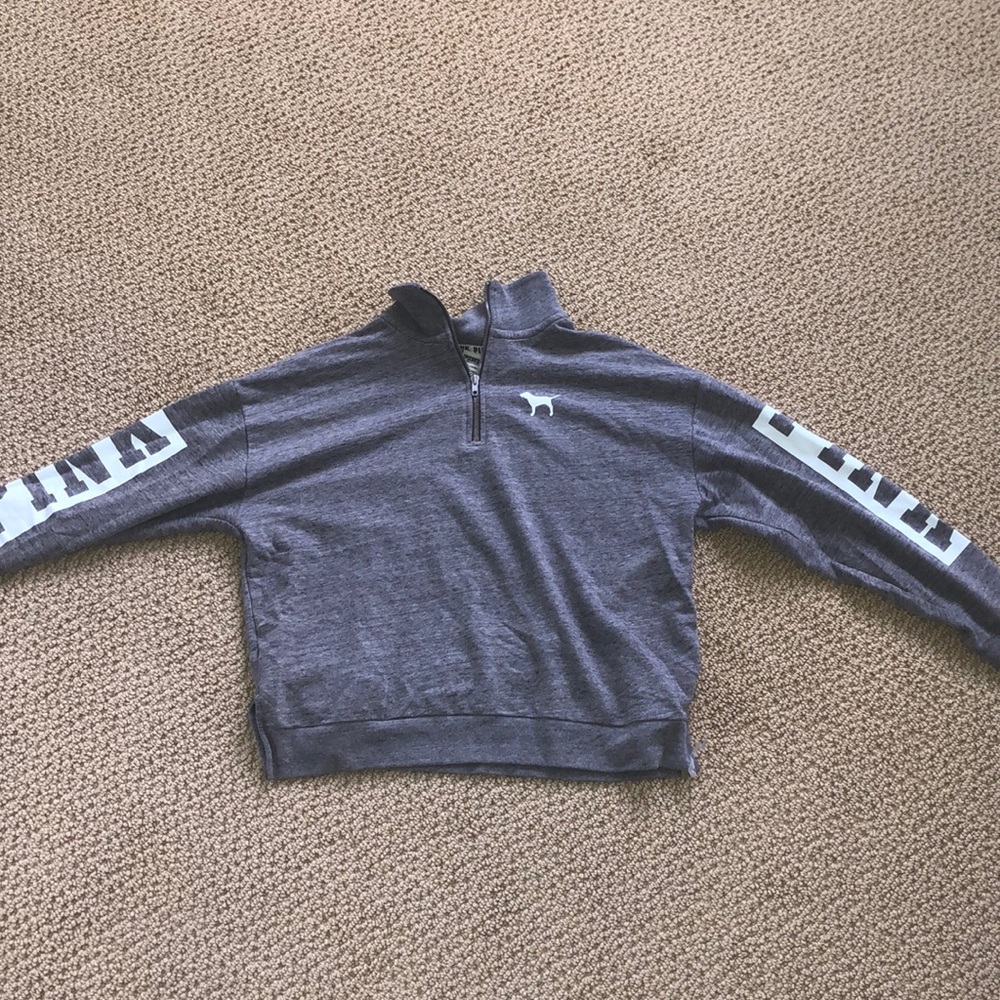 Gray quarter zip from pink